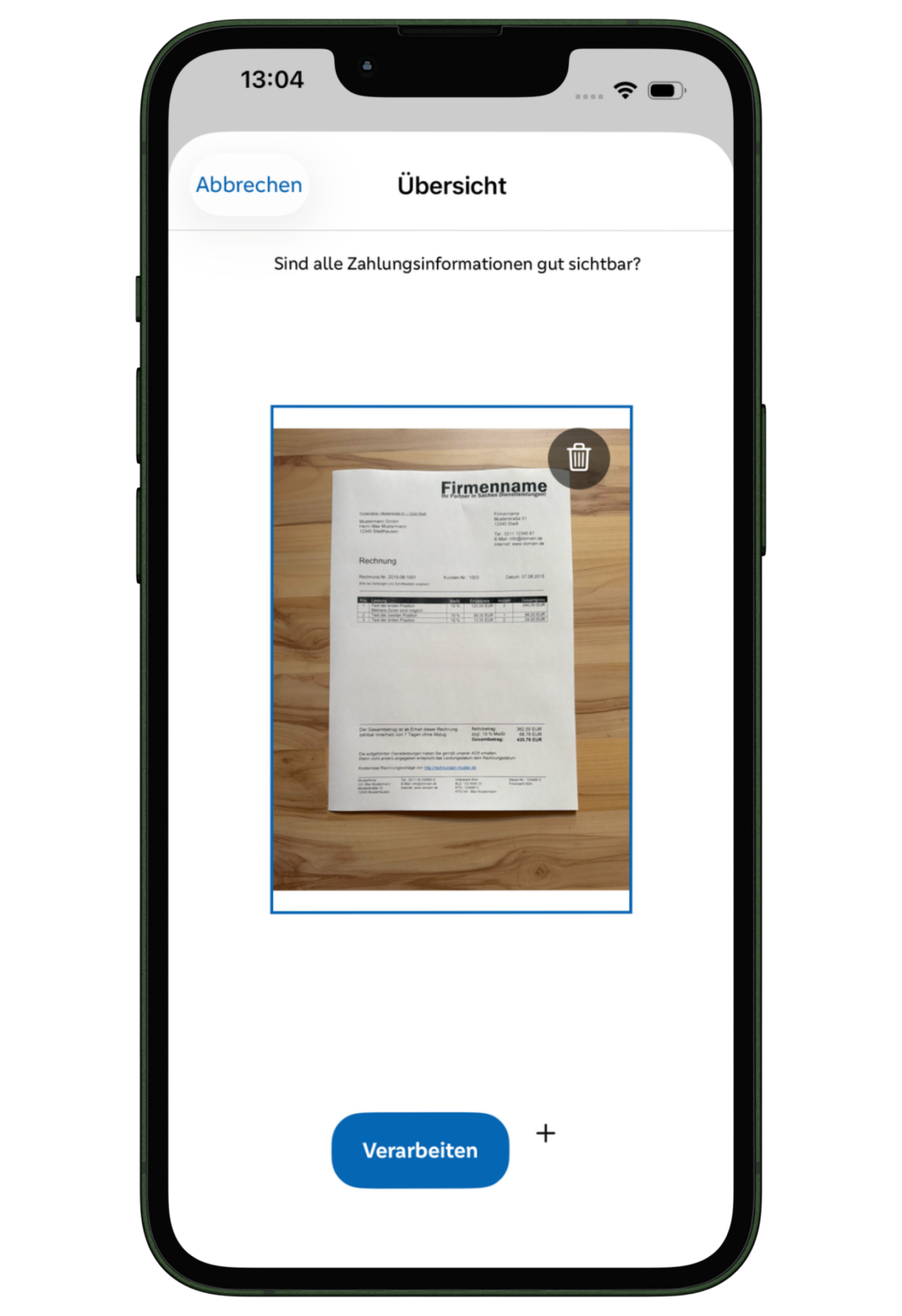3. RECHNUNG ERFASSEN

Fotografieren Sie das Dokument oder – falls vorhanden – scannen Sie den QR-Code